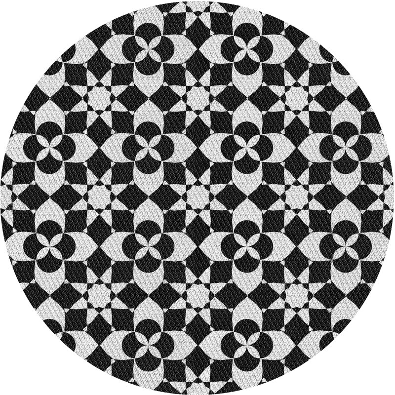 Tapis décoratif floral noir romriell, Rond 6 pi