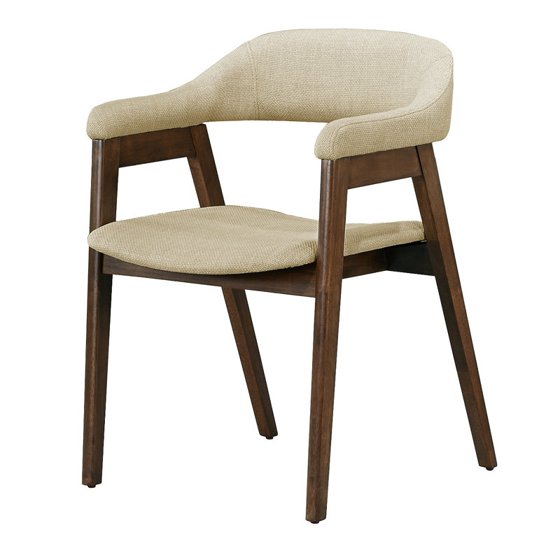 Chaise de salle à manger, hauteur 32 po, côté, rembourrée, salle à manger, cuisine, tissu sable, style Mid-Century, moderne