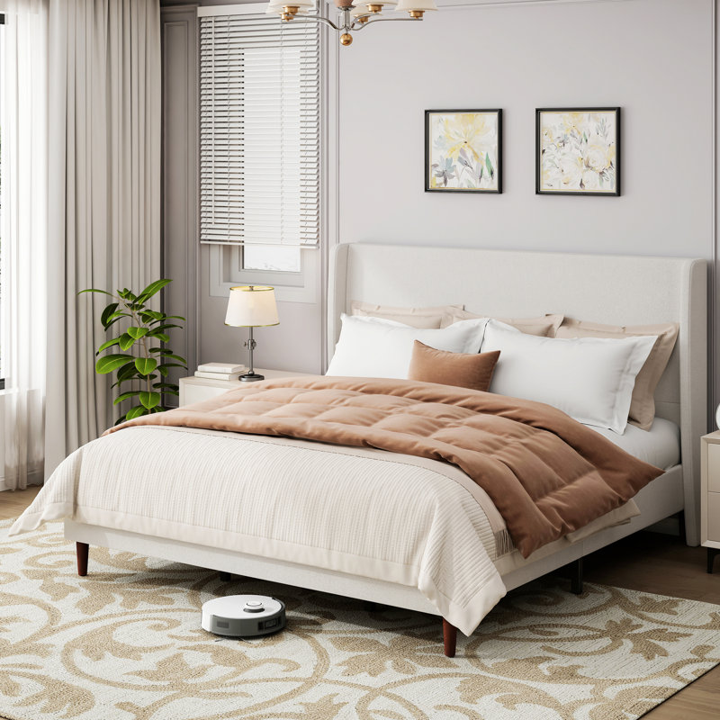 Upholstered Bed, Bed Frame with Headboard, King