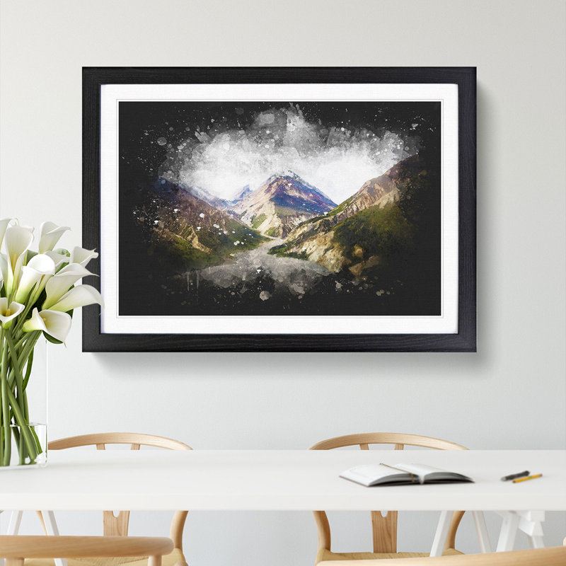 Path Through the Mountains - Picture Frame Graphic Art Print, 24cm H x 33cm W x 2cm D, Black Framed