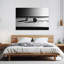 Art mural contemporain noir et blanc de cosses de graines sur table sur fond blanc-1981975646