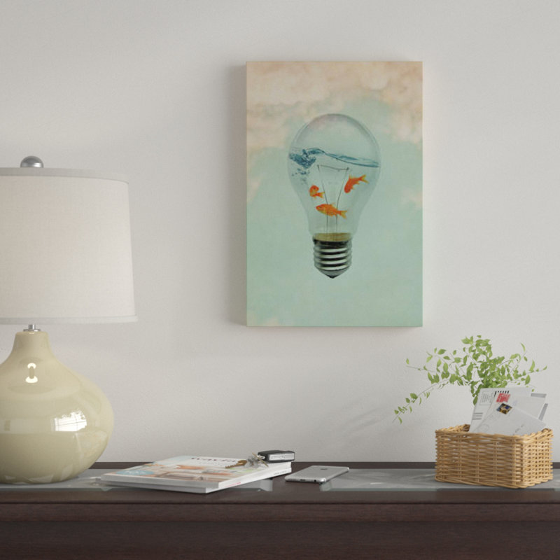 «Ideas and Goldfish I», reproduction sur toile, H 18 po x l 12 po x P 1,5 po, Toile tendue, Pas de tapis