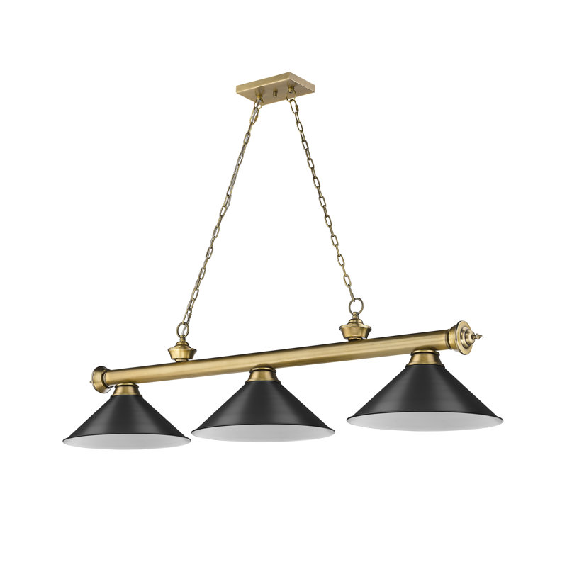 Luminaire suspendu pour table de billard 3 lumières Annaleisa, Noir mat