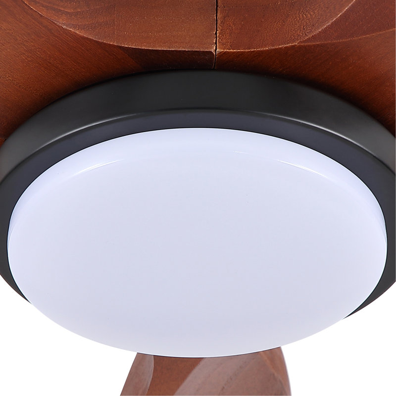 Ventilateur de plafond 60 po en bois massif d'acajou rétro avec lumière et télécommande, silencieux, à intensité variable, 3 CCT, réversible à 6 vitesses, ventilateurs de plafond CC silencieux pour une utilisation intérieure ou extérieure couverte, homologué ETL