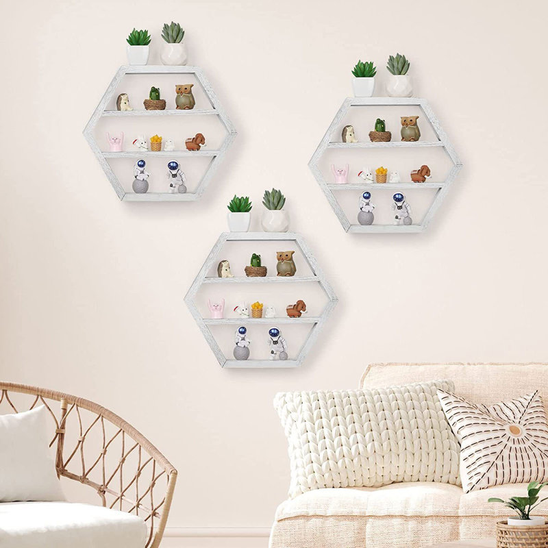 Rokiatou 3 Piece Hexagon Floating Shelf