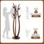 Artistic Solid Wood Coat Rack with 6 Bird-Shaped Hooks, Freestanding Design