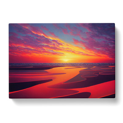 Fierce Ocean Beach Sunset - Wrapped Canvas
