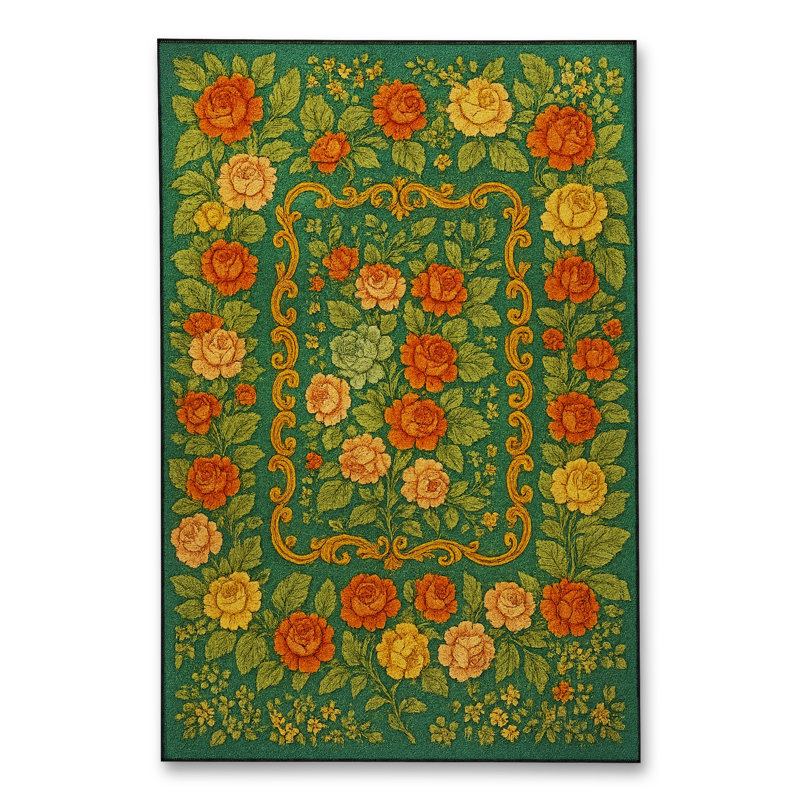 Tapis vert tissé à motif lavable Mosso, 3 pi 3 po x 4 pi 11 po