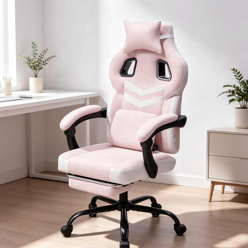 Metro Lane PC & Racing Game Chair, Pink/White