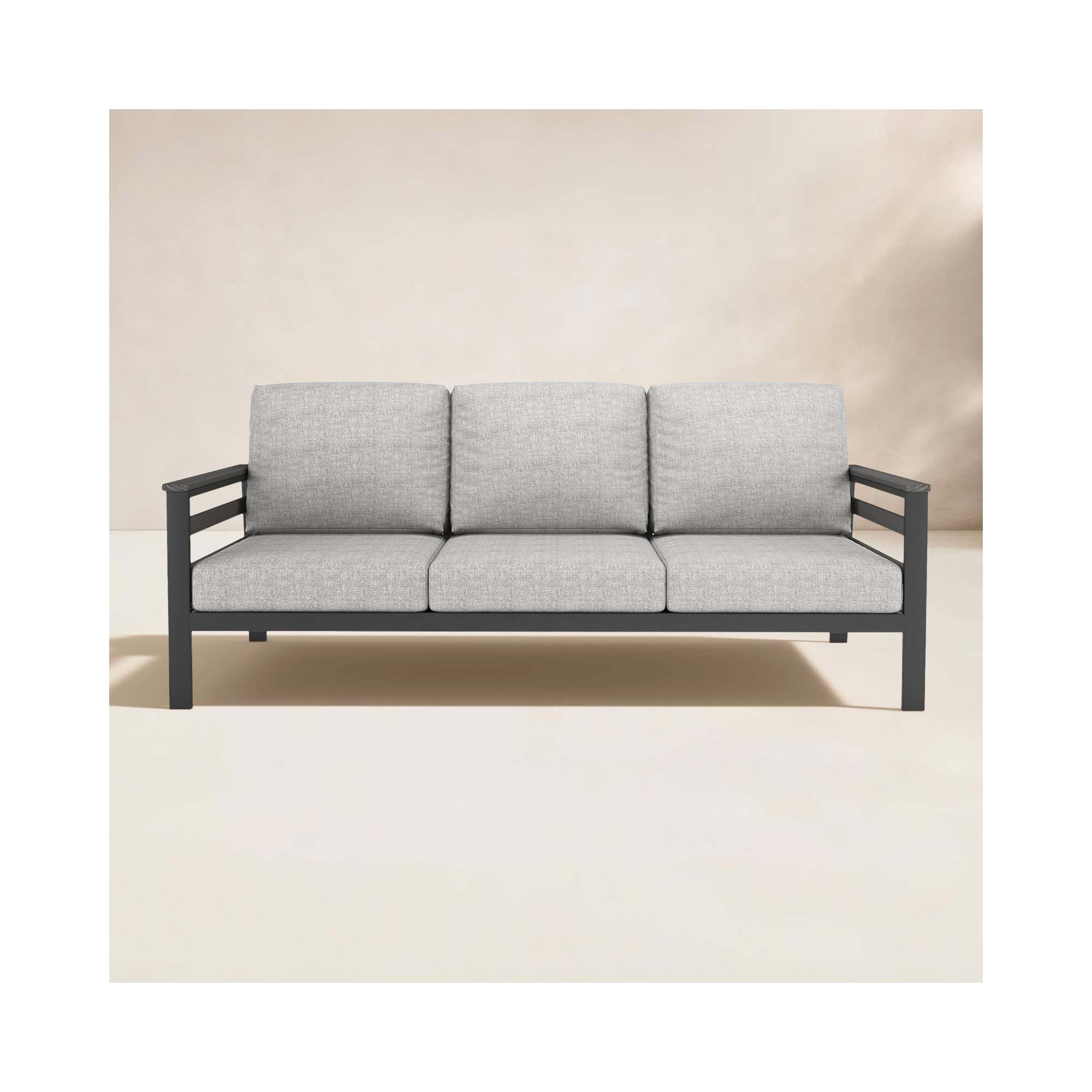 Townsend 80'' Wide Outdoor Patio Sofa with Sunbrella® Cushions, Canvas Granite Sunbrella® Canvas