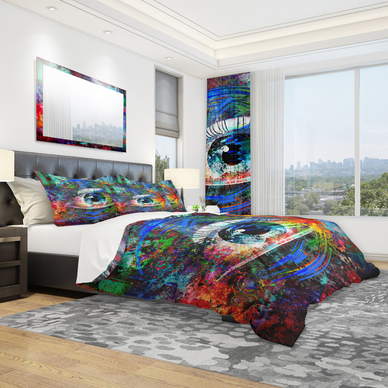 Ensemble de housse de couette moderne et contemporaine, Housse de couette très grand + 2 taies décoratives