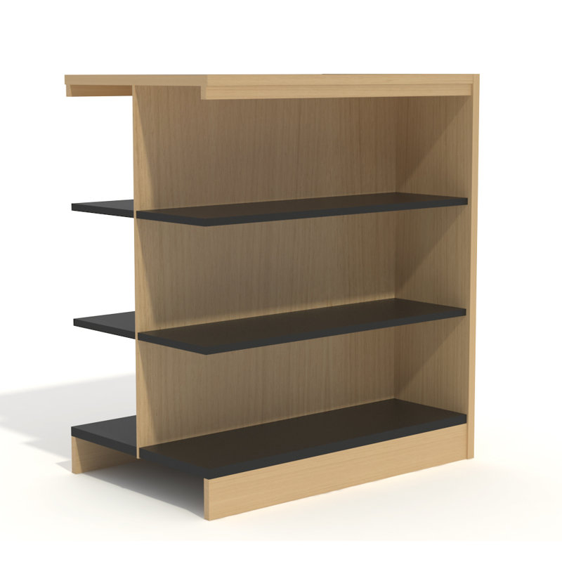 Yursa Bookcase, Natural Oak, (3 Shelves) 48" H x 38" W x 12" D