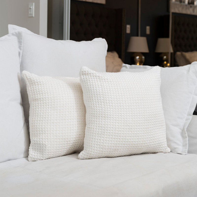  Housse et insert de coussin carré 100% coton, Crème