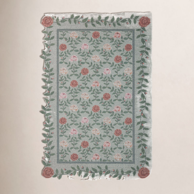 Rifle Paper Co. x Loloi Wildwood Green Area Rug, Rectangle 7'6" x 9'6", Green