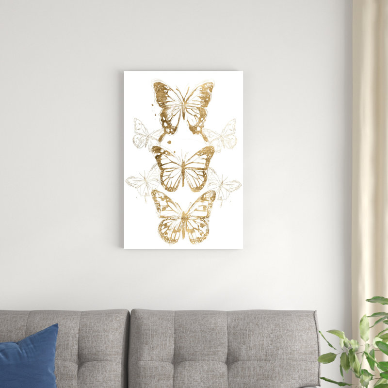 Contours de papillons dorés I, H 12 po x l 8 po x P 1,25 po