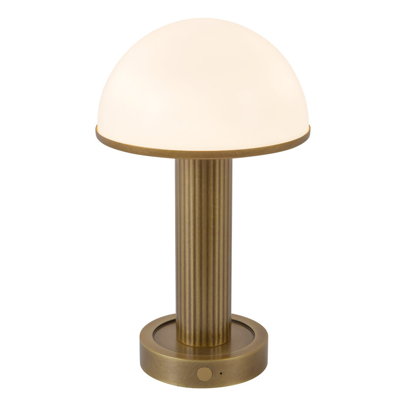 Vienna 9-in Black dimmable LED Table Lamp, Vintage Brass
