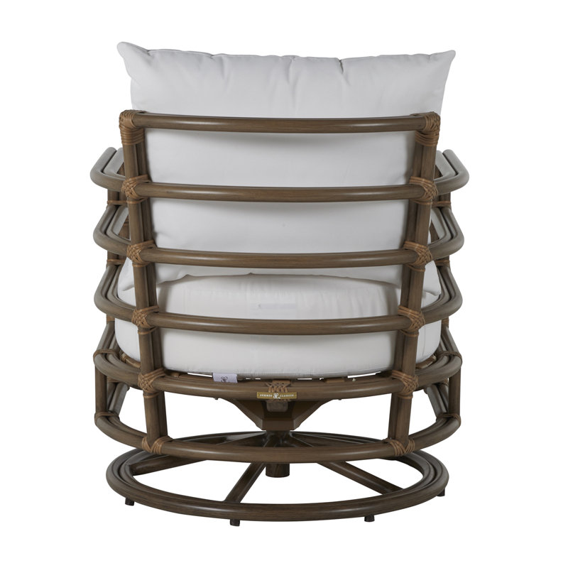 Malibu Swivel Patio Chair with Cushions, No Welt, Linen Chambray