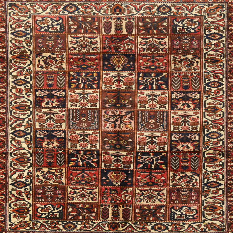 Tapis brun patchwork, Rond 7 pi