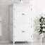 Armoire de rangement élégante pour salle de bain, unité de rangement pour salle de bain, armoire autoportante avec 4 portes, tablettes réglables, tablettes adaptables, blanc-853404211
