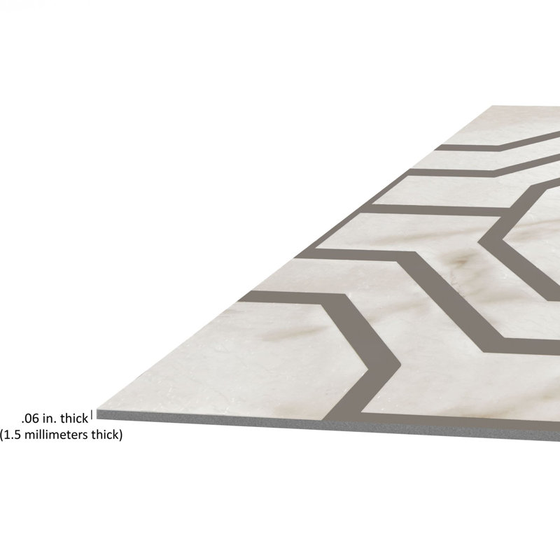 Retro Self Adhesive 12" x 12" x 1.5mm Luxury Vinyl Tile, Marble Octagon