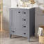 Meuble-lavabo de 24 pouces avec lavabo intégré en céramique, tablette à double couche, tiroirs à fermeture en douceur et porte d'armoire à fermeture en douceur.-1118456594