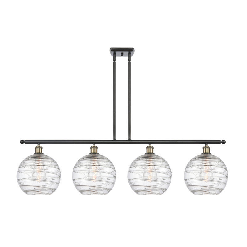 Luminaire suspendu linéaire à 4 lumières pour îlot de cuisine Cindi, Ampoule non incluse, Laiton antique noir