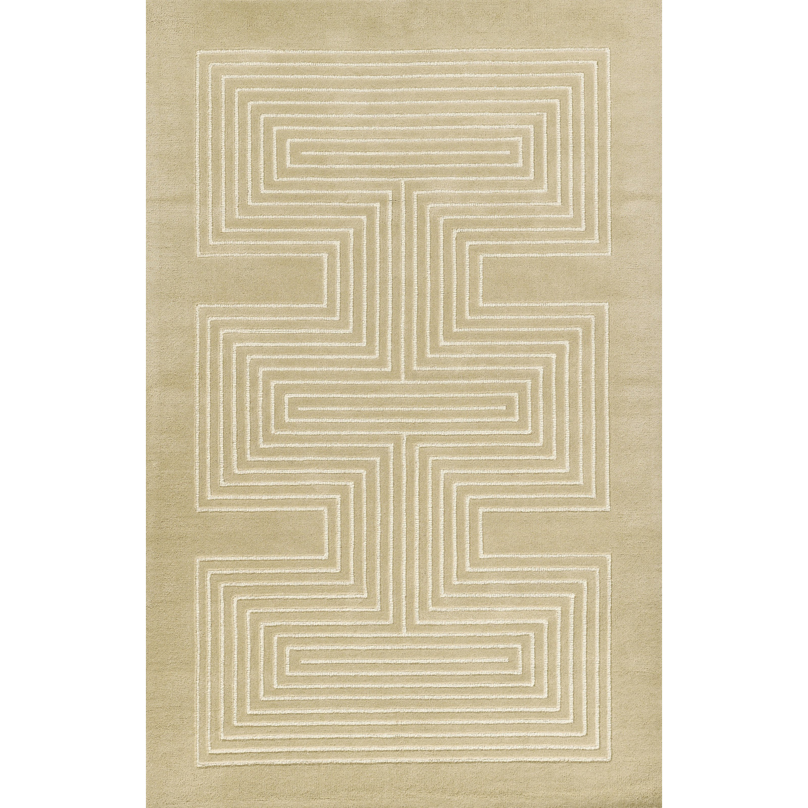 Orlie Hand Tufted Wool Brown Rug, Rectangle 5' x 8', Beige