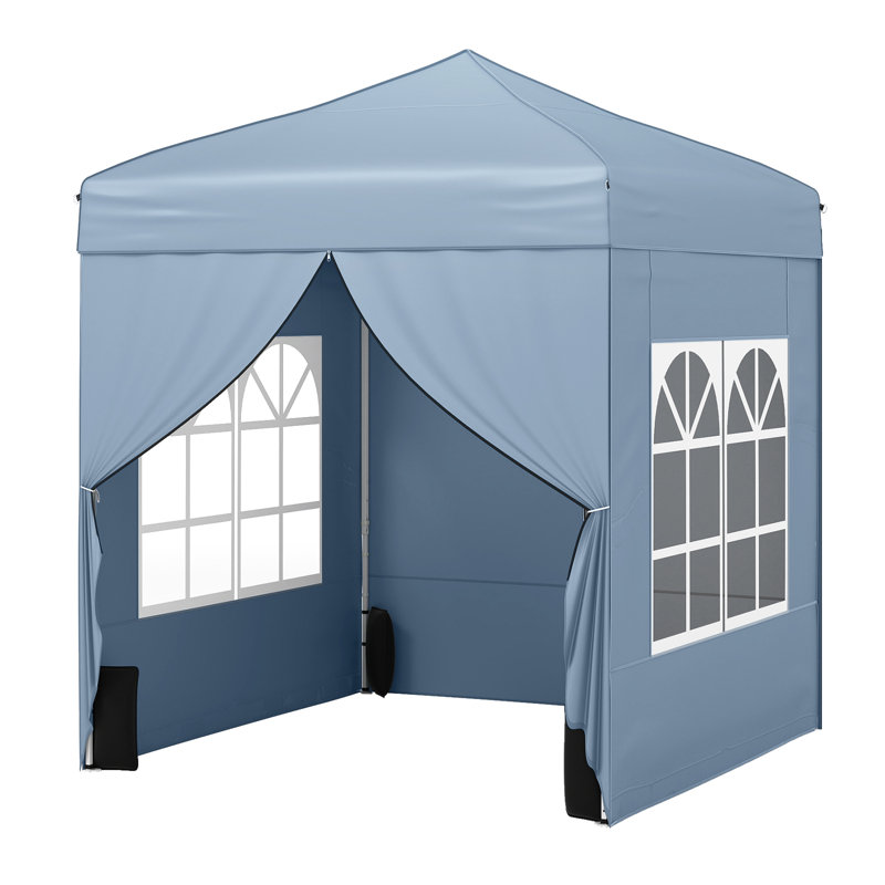 6.5 x 6.5 FT Pop up Canopy Tent with 4 Sidewalls, Wheeled Bag, 4 Sandbags, 8 Stakes, Gray