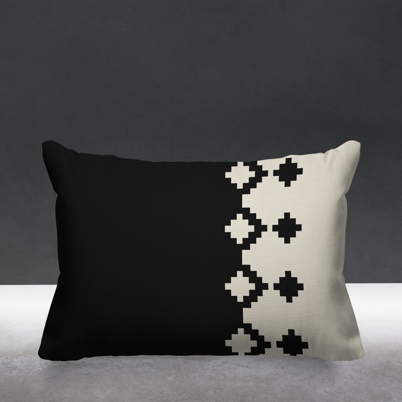 Coussin intérieur / extérieur Moki Southwestern, Noir