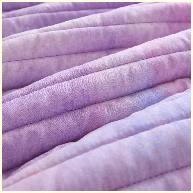 Ensemble de courtepointe 4 pièces pour grand lit / grand motif de teinture à l'aquarelle avec coussin décoratif - mauve