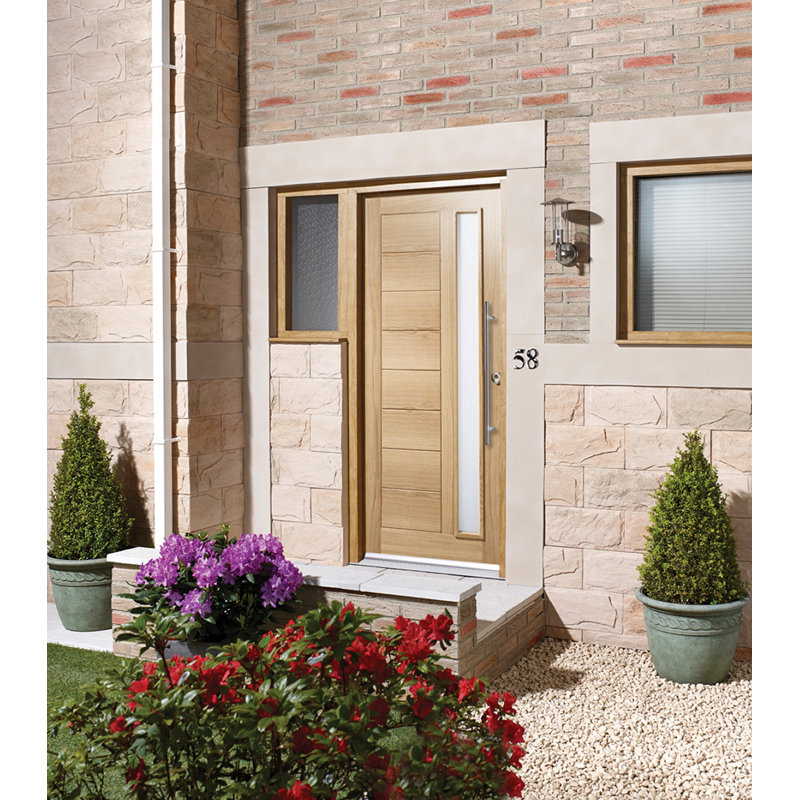 Goodwood Glazed Oak External Door, 198.12 cm H x 83.82 cm W x 4.4 cm D