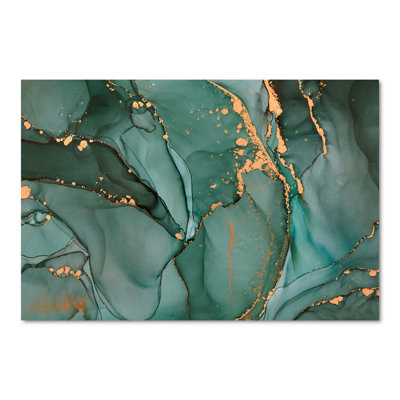 Turquoise et gris luxueux abstrait fluide IV - peinture sur toile