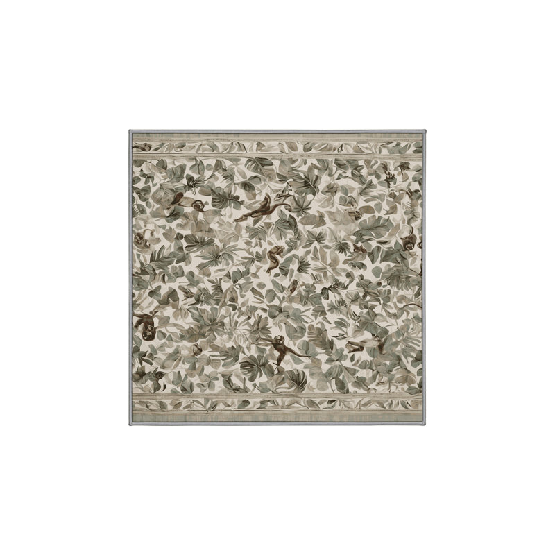 Machine Washable Gray Area Rug, Square 5'