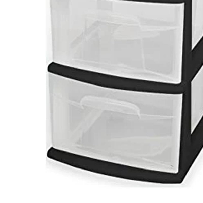 Black and Clear Plastic 5-Drawer Storage Tower