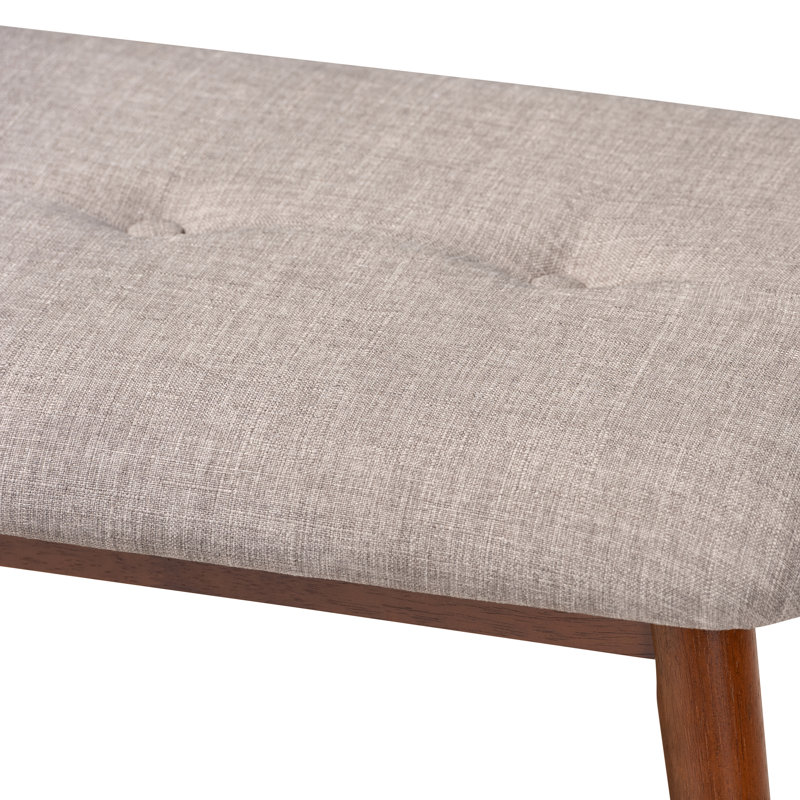Chanlee Polyester Upholstered Bench, Light Gray