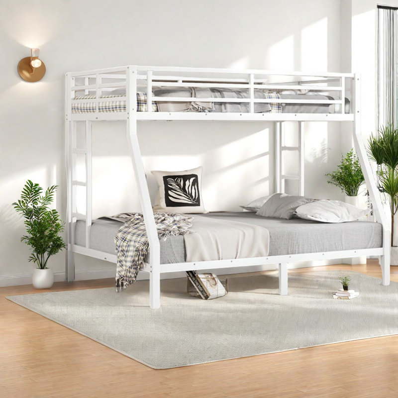 Lits superposés en métal peu encombrants, structure durable pour adolescents, blanc