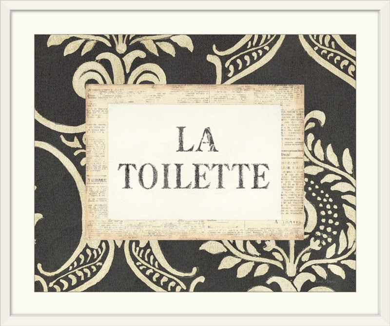 "Endicott" La Toilette "par Emily Adams, art textuel, H 24 po x l 28 po x P 1 po, Cadre blanc