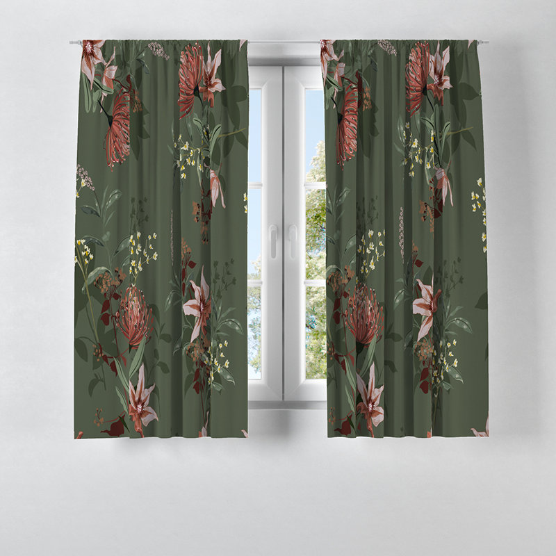 Panneau de rideau floral semi-transparent, L 20 po x L 82 po