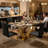 Modern Glam 7-Piece Rectangular Tempered Glass Dining Set with Faux Leather Cantilever Chairs-197951182-197951168