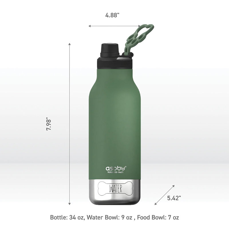 Asobu 32oz. Vacuum Insulated Stainless Steel Water Bottle, Basil Green