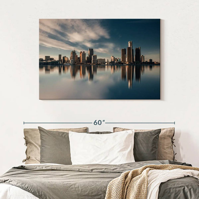" Detroit Skyline Reflection ", 32" H x 48" W x 1.25" D