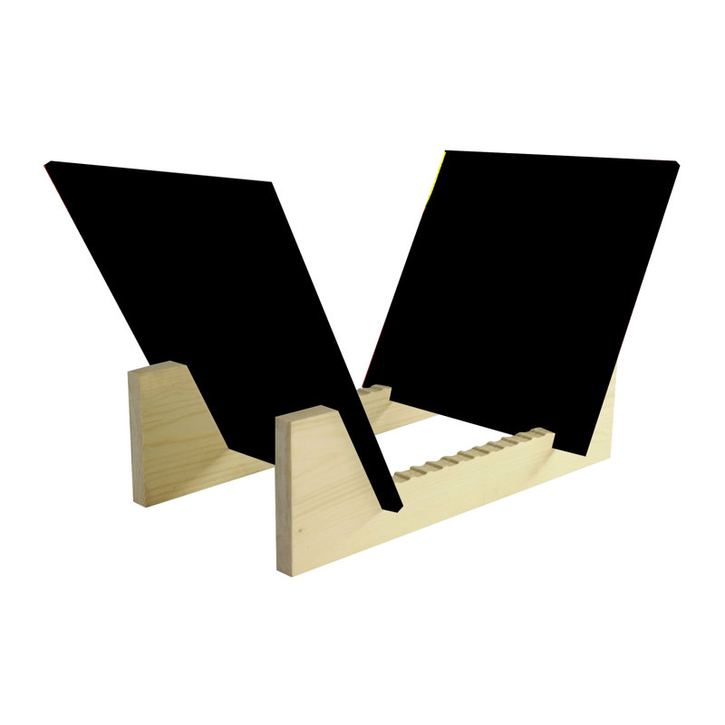 Vinyl Record Storage Album Display Holder LP Organizer Tabletop LP Stand Pine Base, 7" H x 7" W x 13.75" D, Black