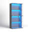 Display Cabinet With Glass Doors, Lighted Display Case With 3 Color Lights, 4-tier Bookcase With Human Body Sensor-368031098