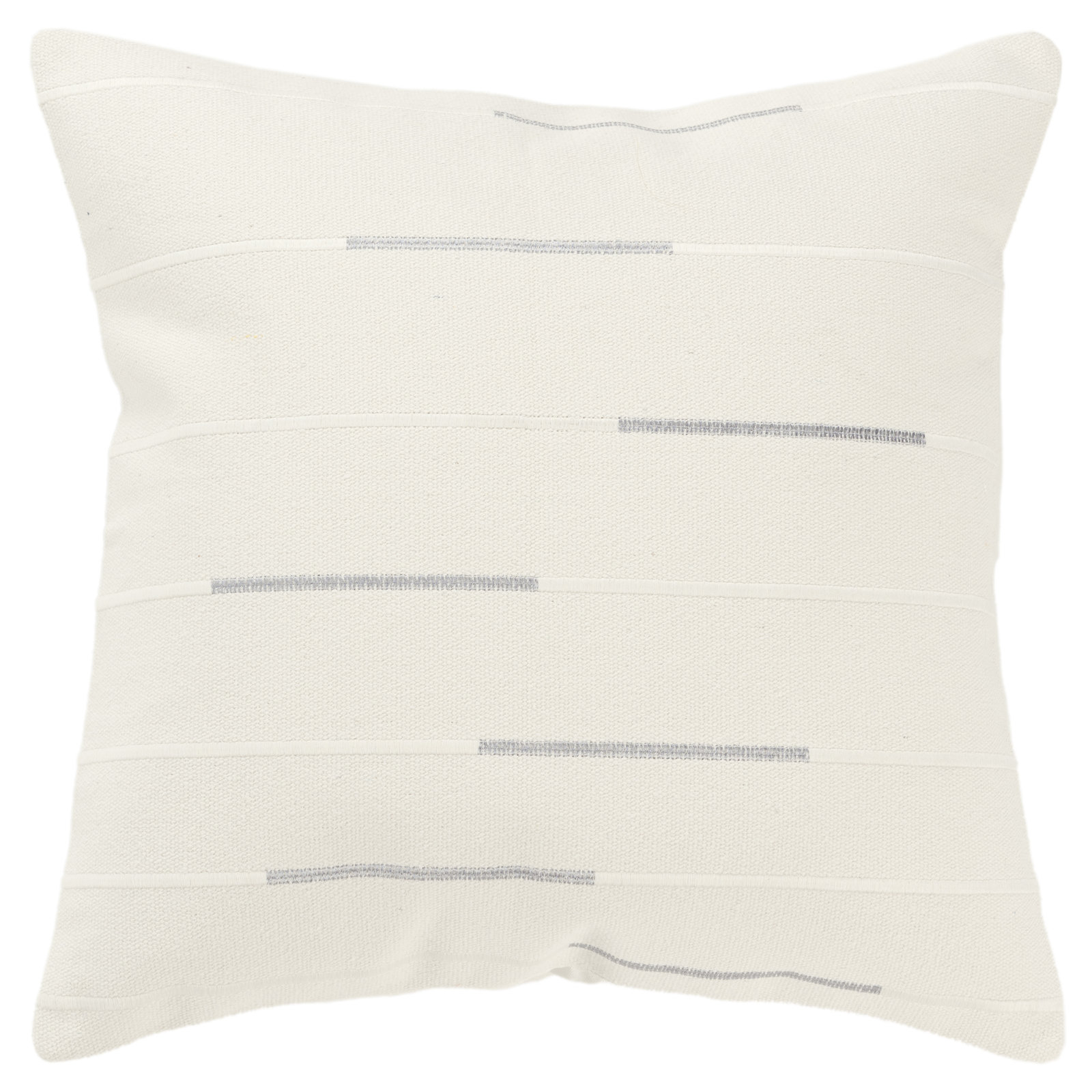 Oda 20" x 20" Embroidered Throw Pillow, Ivory/Silver