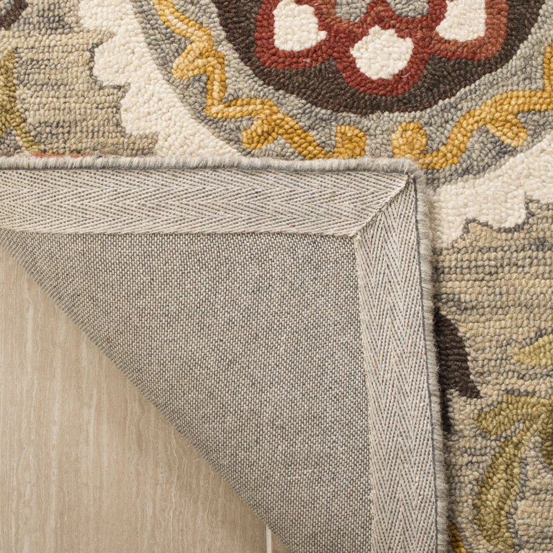 Tomo Hand Hooked Wool Floral Rug, Rectangle 5' x 8'