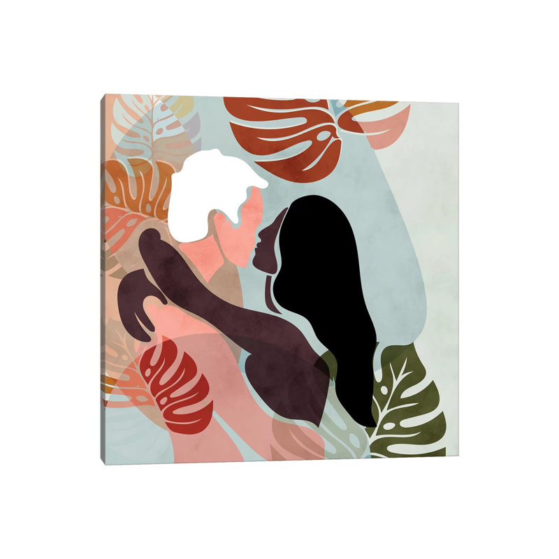 «Love hugs» par Ana Rut Bré - impression d'art graphique, H 26 po x l 26 po x P 1,5 po, Toile tendue, Aucun mat