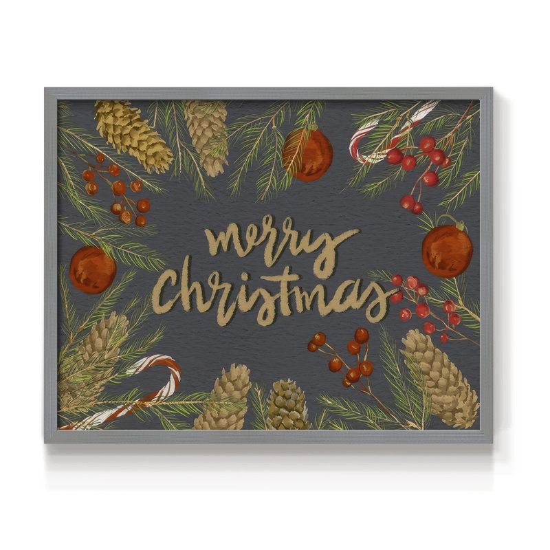 Holiday Sentiment I -Framed Print - Restickable, 8" H x 10" W, Grey
