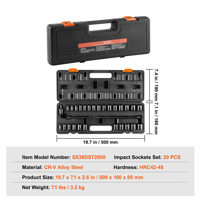 3/8" Drive Impact Socket Set