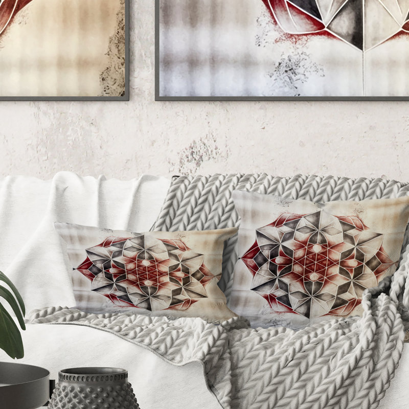 Coussin décoratif à motif géométrique abstrait «V»