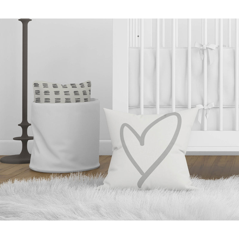 Coussin Love, H 18 po x l 18 po, Ivoire / gris anthracite géométrique
